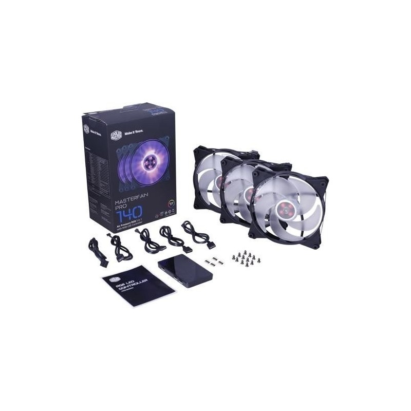 MasterFan Pro 140 Air Flow RGB PACK ventola 140mm LED 650 1500 RPM 3in1 con controller RGB
