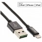 InLine Cavo Lightning USB- sincronizzazione dati e caricabatteria iPad- iPhone- iPod- Licenziato MFi- guaina tessuto nero-argent