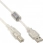 InLine Cavo USB 2.0 Type A maschio a Type B maschio trasparente con Ferrite 3m