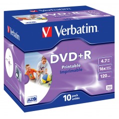 Vendita Verbatim Dvd-Cd-Blu-Ray Verbatim DVD+R vergine 4.7 gb 43508 10 pz stampabile Offerta del Mese 43508