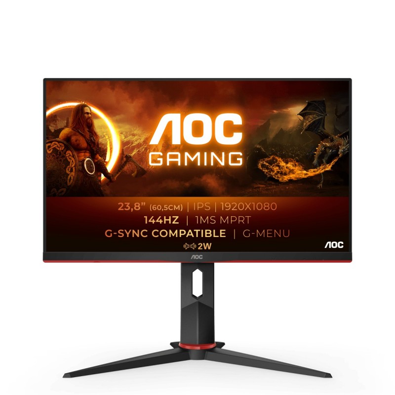 AOC 24G2AE/BK monitor piatto per PC 60,5 cm (23.8") 1920 x 1080 Pixel Full HD LED Nero, Rosso