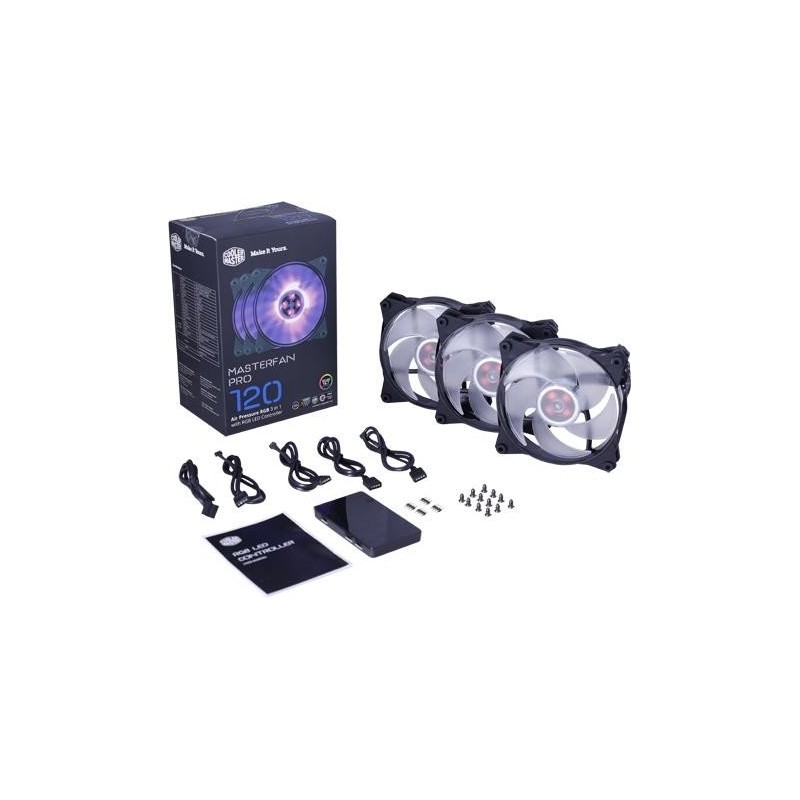 Vendita Cooler Master Ventole MasterFan Pro 120 Air Pressure RGB PACK ventola 120mm LED 650 1500 RPM 3in1 con controller RGB ...