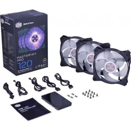 MasterFan Pro 120 Air Pressure RGB PACK ventola 120mm LED 650 1500 RPM 3in1 con controller RGB