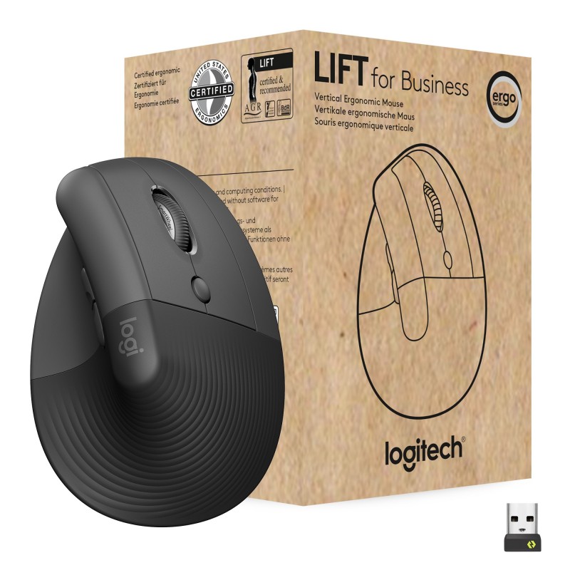 Mouse Logitech Lift for Business wireless Ergonomico graphite right (910-006494)