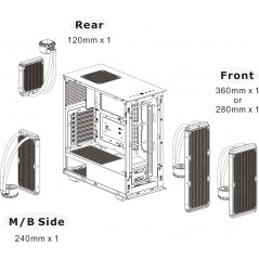Vendita Thermaltake Case Case Thermaltake V350 TG ARGB Air Snow CA-1S3-00M6WN-03