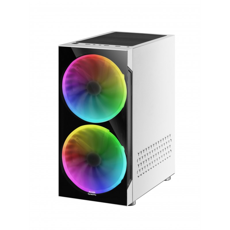 Mars Gaming MC9W two tempered glass panel Ultra Airflow RGB White
