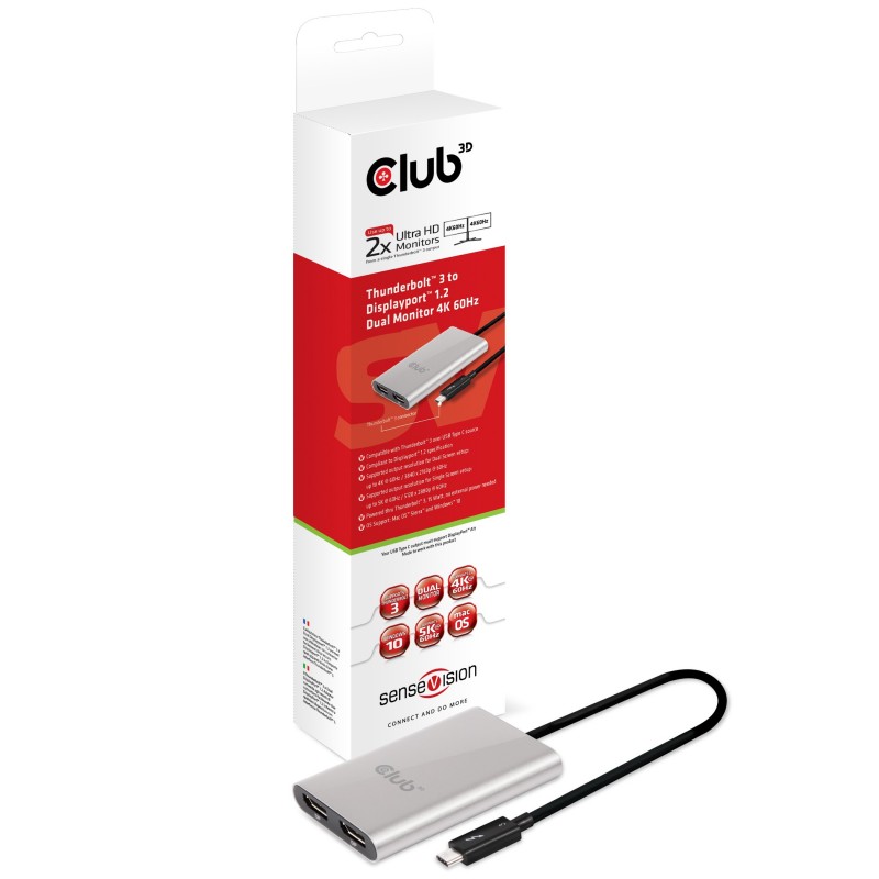 CLUB3D Thunderbolt™ 3 to Displayport™ 1.2 Dual Monitor 4K 60Hz